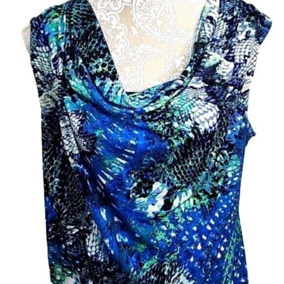 Coco Bianco Snakeskin Drapey Sleeveless Top Women's XL - Picture 2 of 6